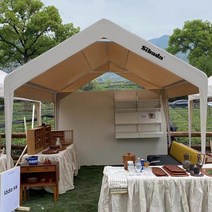 야외 천막 방수 텐트 가제보 파고라 카페 텐트, 베이지색 3mx3m 사면천