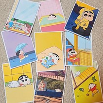 SET/컬러스티커 증정 짱구 엽서 편지지 두꺼운 고퀄 곰신엽서 생일편지 벽꾸미기 메모지 문구 인테리어