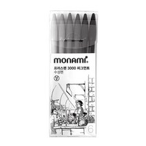 모나미 플러스펜 3000 피그먼트 수성펜 6색세트, 단품, 단품