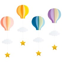 TOY 1+1 모빌 종이 포토존 방 꾸미기 인테리어 38CM, 2-열기구장식-노랑