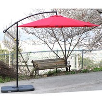 하늘창 알루미늄 파라솔3.0 대형파라솔 접이식파라솔 그늘막 폴딩파라솔 특대형 야외 아웃도어 파라솔, 레드-파라솔+전용베이스 4개(100kg)