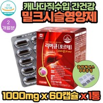 식약처인증 밀크시슬 실리마린 영양제 캐나다 직수입 50대 간 에좋은 리버큐 포르테 60캡슐 X 1통 2개월분 추천 1일 영양 성분 기준치 1000% 함유 활력 도움 아침에 일어나기 힘든분