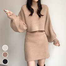 더핑크 / [더핑크] 바비 반목 볼레로+니트 원피스 set