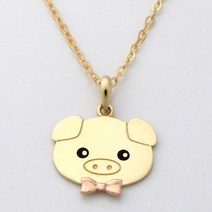 14K 돼지띠 체인포함 미아방지목걸이 피그보이 돼지 BP1002, 단품