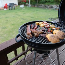 꾸버스 원형 바베큐그릴7종훈제그릴 숯불바베큐 펜션용 BBQ 전원주택 직화, 애플57 베이직