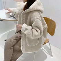 부클자켓 초겨울 가벼운 리버시블 무스탕 아이보리 베이지