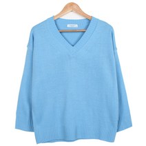 여성용 베이직 브이넥 루즈핏 니트스웨터