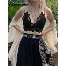 Rapcopter y2k 귀여운 달콤한 작물 상단 레이스 Backless V 목 미니 조끼 빈티지 Grunge Fairycore 코르 셋 여성 휴가 Camis Chic