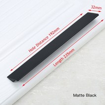 하드웨어 철물 블랙 실버 골드 숨겨진 캐비닛 손잡이 알루미늄 합금 주방 찬장 서랍 손잡이 문 가구 손잡이 하드웨어, 블랙 192mm