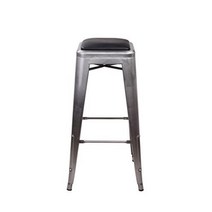 GIA 건메탈 76.2cm(30인치) 금속 스툴 블랙 가죽 쿠션(1팩) - 바 높이 스퀘어 백리스 - 톨릭스 스타일 - 300파운드 이상의 무게 용량 - 조립 - 뛰어난 내구성