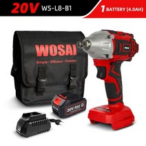 무선 전동 임팩트 렌치 20V 소켓 320N.m WOSAI 전동공구 핸드드릴, CHINA, 20V WS-L8-B1
