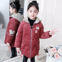 다운 키즈 롱패딩 누빔 아동 여아 기모 후드 캐릭터 자수 롱 점퍼 자켓 아기 집업 패딩 코트