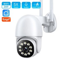 가게CCTV 강아지 홈캠 홈 실외 현관 문 농막 CCTV 3MP 5x 줌 Tuya 무선 와이파이 카메라 야외 2MP AI 인간 자동 추적 PTZ 1080P 컬러 나이트 비전 IP, 2MP (bulk price)_미국 플러그