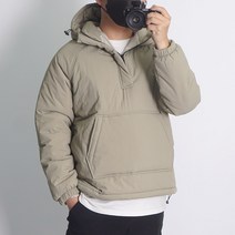 겨울 남자 오버핏 후드 패딩 아노락 스트링 반집업