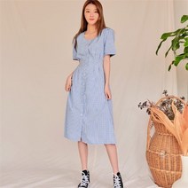 반에이크오 레이린체크 반팔 원피스