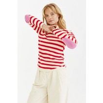 Chinti Parker UK 크림-레드울-캐시미어 스트라이프 스웨터