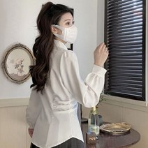 블라우스 봄 해외여행여름옷 기본 브라우스 하객룩 데이트룩 셔츠 프레피 스타일 솔리드 스위트 내부 여학생 슬림 패션 레이디 가을 얼짱 부드러운 올 매치 라이트 소프트 Mujer 탑