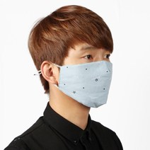 별패턴 3겹 필터 면 마스크 블루 원단 먼지 냄새 비말 호흡기 안전 예방 용품 필터 차단 세척