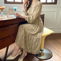 데일리앤 엘리 에스닉 브이넥 여리여리 쉬폰 랩 롱 원피스