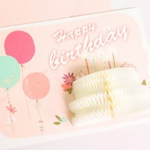 유리컴 허니콤 생일 카드 생일파티, 핑크, 1개