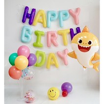 (씽씽파티팩)아기상어 생일풍선세트 핑크퐁 캐릭터(두돌 천일1000일파티), 아기상어풍선