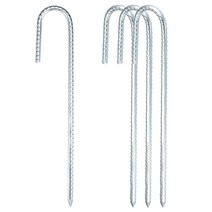 MECCANIXITY 텐트 말뚝 J 모양 후크 아연 도금 헤비 그라운드 페그 30cm/12인치 캠핑 캐노피 펜스용 실버 톤 4팩