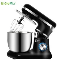 빵반죽기 BioloMix 스탠드 믹서 스테인리스 스틸 그릇 6 단 주방 음식 블렌더 크림 계란 거품기 케이크 반죽 빵 메이커 6L 5L, [02] EU, [05] 5L BLACK