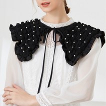 엠보 진주 빅케이프/페이크카라 넥카라 레이어드 케이프 블라우스 패딩