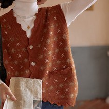 일본 복고풍 니트 조끼 여성 봄 가을 프랑스 레이어드 스웨터 카디건 코트