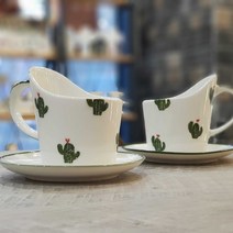 윙스세라믹 선인장 도자기 종이컵 홀더, 홀더+받침