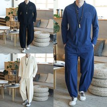 남성 봄 여름 린넨 개량 한복 코디 세트 면마소재 투피스 생활한복 근무복 유니폼