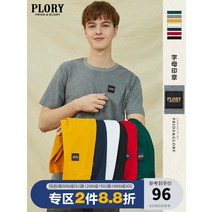 캐쥬얼반팔티셔츠 PLORY 남성의류 상의 봄 여름 심플 라운드넥 스타일리쉬 붙이다 베이스 타입 순면 코튼 2959364673