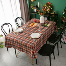 연말 감성 체크 그린 브라운 식탁보 테이블보 홈 파티 집들이 모임, 140x250, 체크브라운