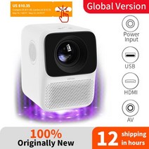 Wanbo T2 무료 프로젝터 휴대용 미니 홈 시어터 프로젝터 LCD 프로젝터 LED 지원 1080P 수직 보정, 미국 브래킷 추가