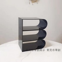 북타워 코너선반 사다리 모듈 파티션 현대적인 아크릴 잡지 랙 거실 바닥 보관 책 및 신문 정보, 3.Black