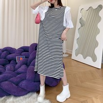 [세인트이브] 상큼한 단가라 5779 빅사이즈 면원피스 롱원피스