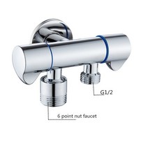 G1/2 3 방향 삼각형 밸브 1 개 2 개 더블 앵글 밸브 세탁기 화장실 스톱 밸브 다기능 탭, 03 Chrome3