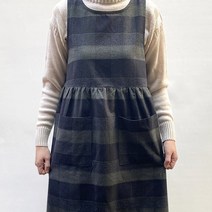 모노톤 체크 웜와치 주름 패브릭 앞치마 꽃집