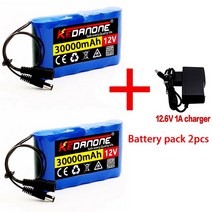 신제품 휴대용 슈퍼 12V 30000mah 배터리 충전식 리튬 이온 팩 용량 DC CCTV 캠 모니터 +, 02 Battery X2 ChargerX1, 02 Battery X2 ChargerX1