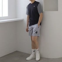 [웰리스트] 남녀공용 남성 스트라이프 검정 골프 반팔티