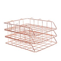 큰파일 계약 그림 칼라 책상 액세서리 매거진 홀더 office organizer paper, 3 트레이 로즈 골드