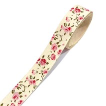 (주)아트인 꽃무늬 라벨 리본(15mm-90cm), 장미, 핑크