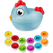 Sorting Toys for Toddlers 1-3 - Mama Hen Chicken Toy + Play Eggs Shape Sorter | Color Sorting Matchi, Blue