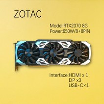 ZOTAC Geforce NVIDIA RTX2060Super 8G RTX2070 2080 11G 비디오 카드 그래픽 GPU, 03 RTX2070 8G