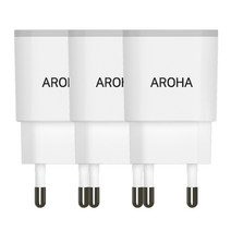 국산 아로하 2.1A 2usb 휴대폰 멀티 충전기 갤럭시 아이폰 호환 충전기 케이블 별도, 화이트, 3개