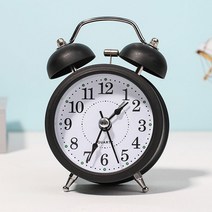 눕눕 자명종 벨 탁상 알람시계, 블랙