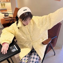 용과색 루즈핏 패딩 여 하이넥 패딩 작은 키 램스울 코트