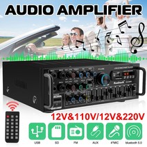 앰프 2000W bluetooth Stereo Amplifier Surround Sound USB SD AMP FM DVD AUX LCD Display Home Cinema Karaoke Remote Control, EU Plug 350853 EU Plug