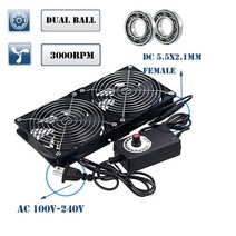 열교환기 판형열교환기 120mm 3000rpm 팬 냉각 컨트롤러 포함 12cm 12v, 2 팬 듀얼 볼, 미국 플러그
