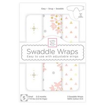 SwaddleDesigns 조절 가능한 랩이 있는 포대기 담요 3개 세트 헤븐리 플로럴 핑크